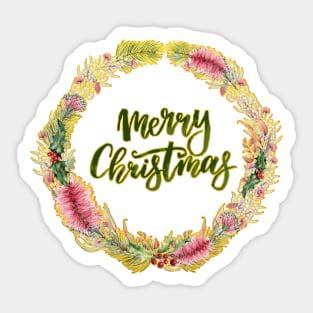 Merry Christmas - An Australian Native Floral Wreath Sticker